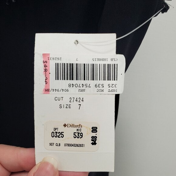 Rampage Junior's Vintage 1990s Black Beaded Fringe Micro Mini Slip Dress NWT 7 - Picture 3 of 7